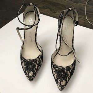 Alice + Olivia lace pump with crisscross strap